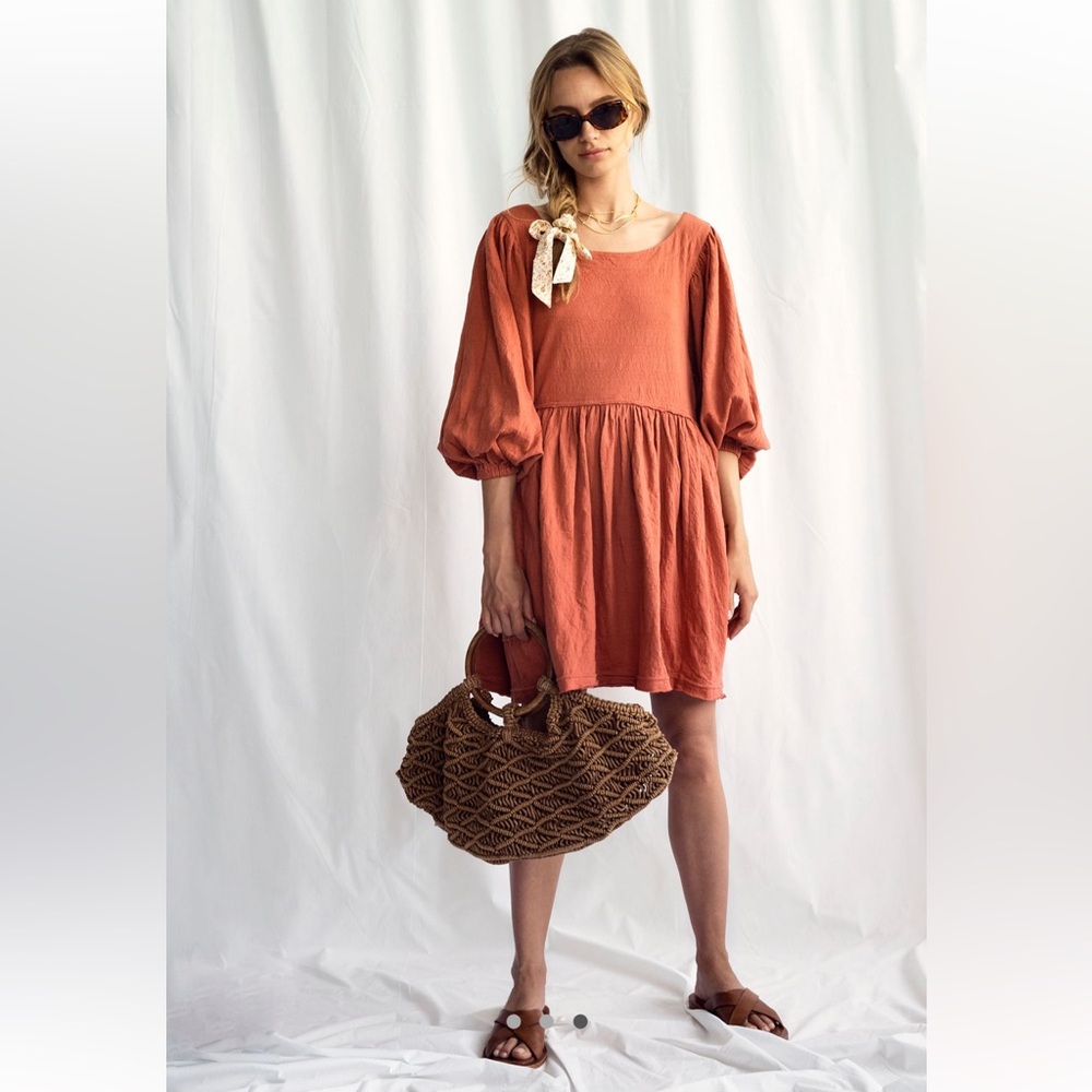 Free People Get Obsessed Babydoll in Red Tile